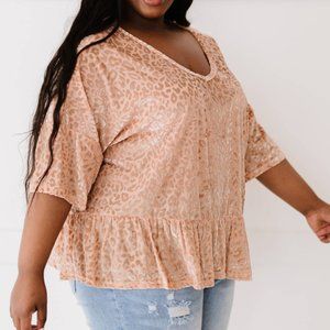 AMOLI Cheers to You Full Size Run Leopard Burnout Top